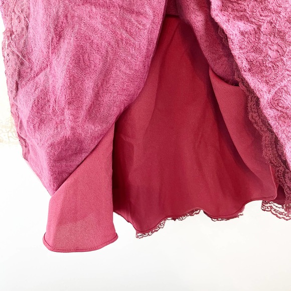 Free People V for Victoria Embroidered Lace Sleeve Mini Dress Ivory / Maroon 2 - Picture 12 of 15